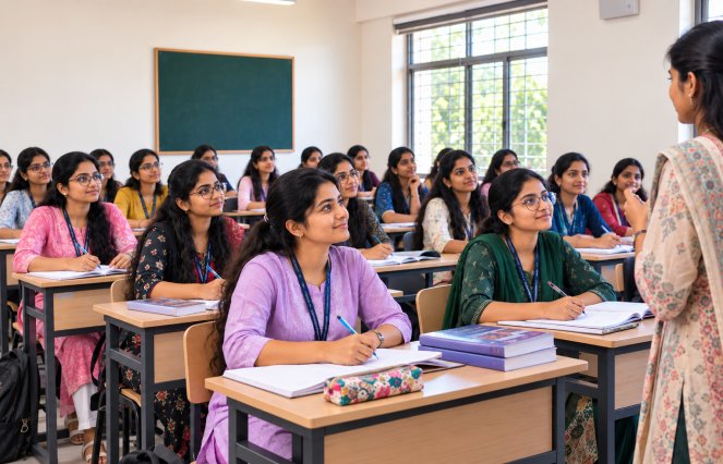 Students learning at Vivekavardhani Degree and PG College