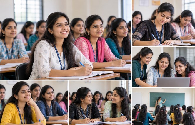 Students learning at Vivekavardhani Degree and PG College