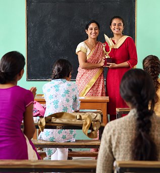 Students learning in a classroom