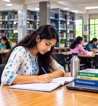 Students studying in the library